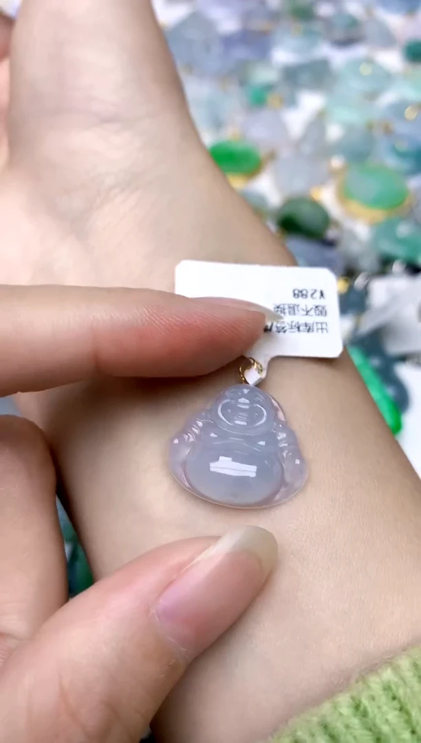 颈饰18K金镶嵌翡翠水****6天然A货翡翠