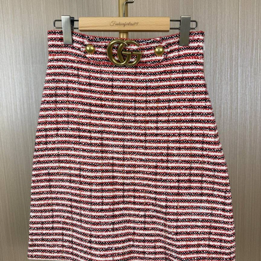 99新 GUCCI/古驰 大logo毛呢半身裙 40 16212618