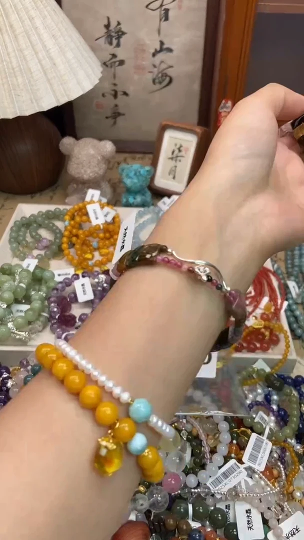 手链银S925镶嵌碧玺130