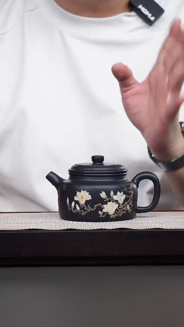 茶壶紫砂平**乐黑泥泥绘德钟