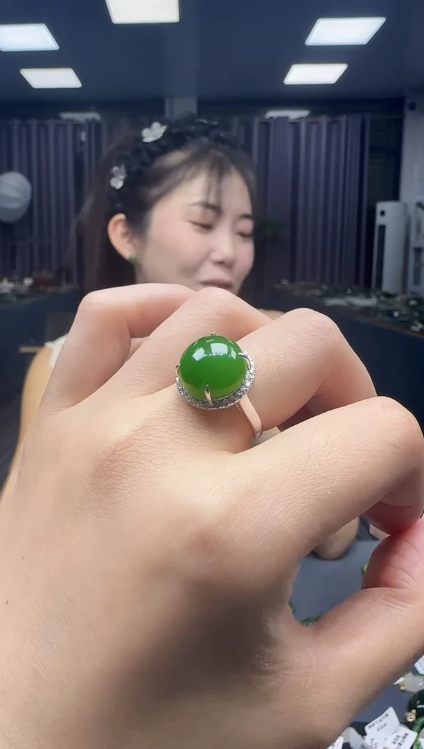 和田玉戒指银S925镶嵌1