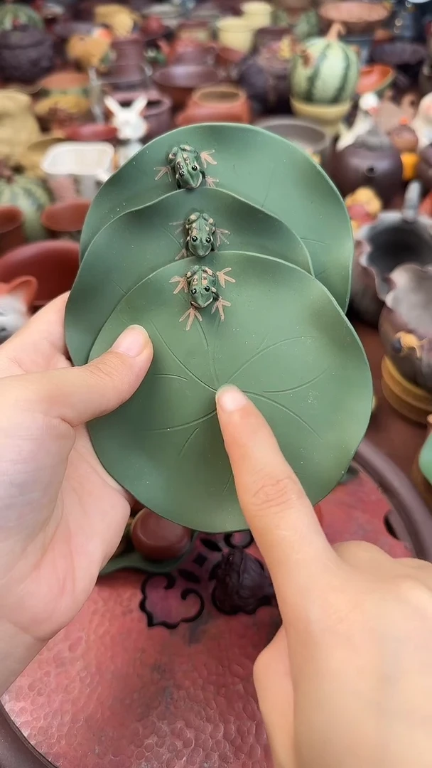 紫砂茶宠紫砂微瑕荷叶3个