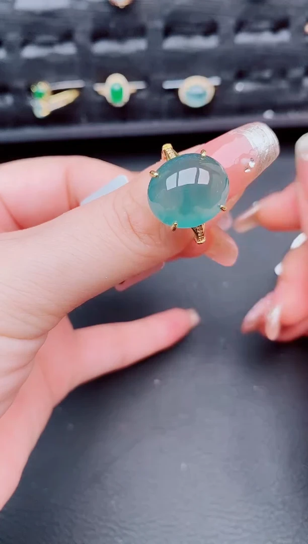 翡翠戒指银S925镶嵌天然a货翡翠313