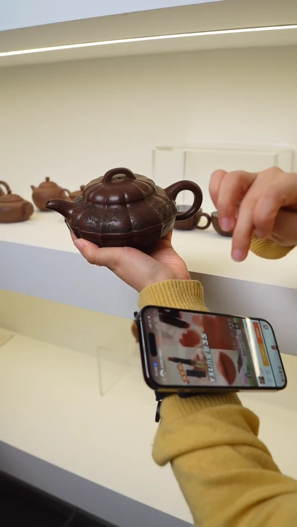 茶壶紫砂紫砂壶43 文革紫泥 筋纹菱花 一壶四杯