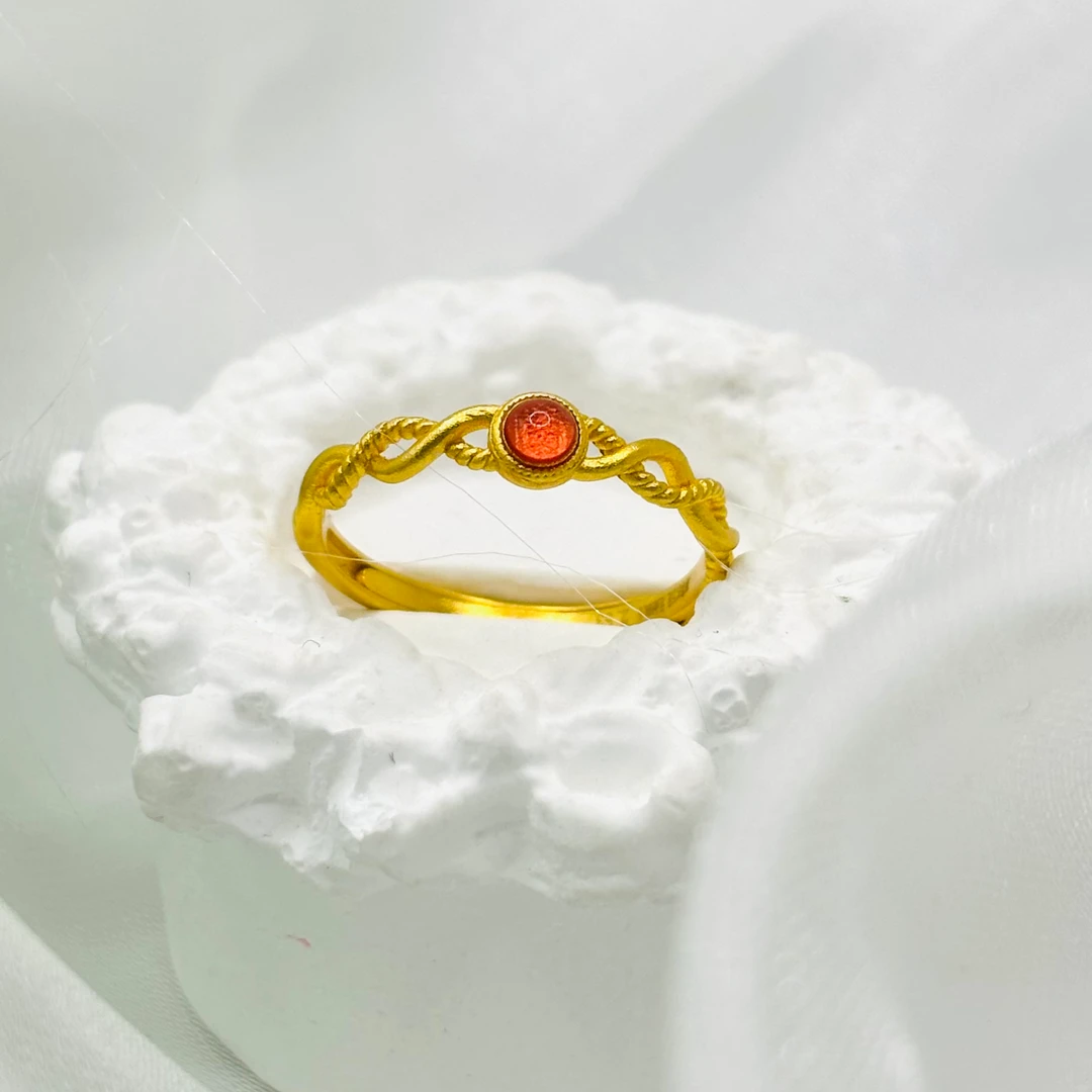 SUNFEEL/赛菲尔[一店]足金999黄金古法珐琅扭臂戒指轻奢礼物推荐