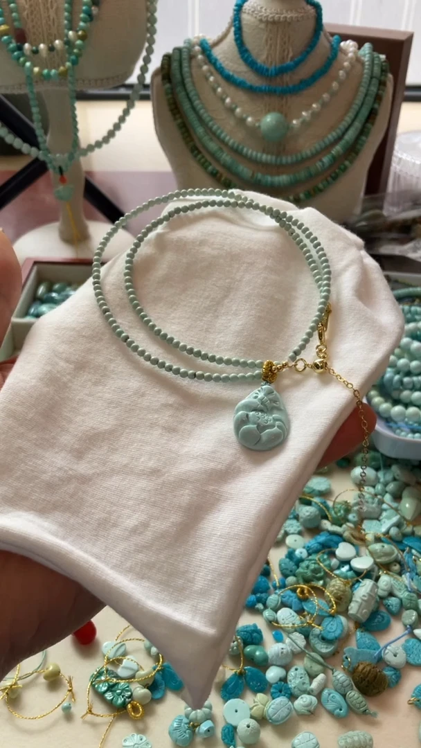 未镶嵌绿松石珠宝半成品吊坠2.4mm小米链