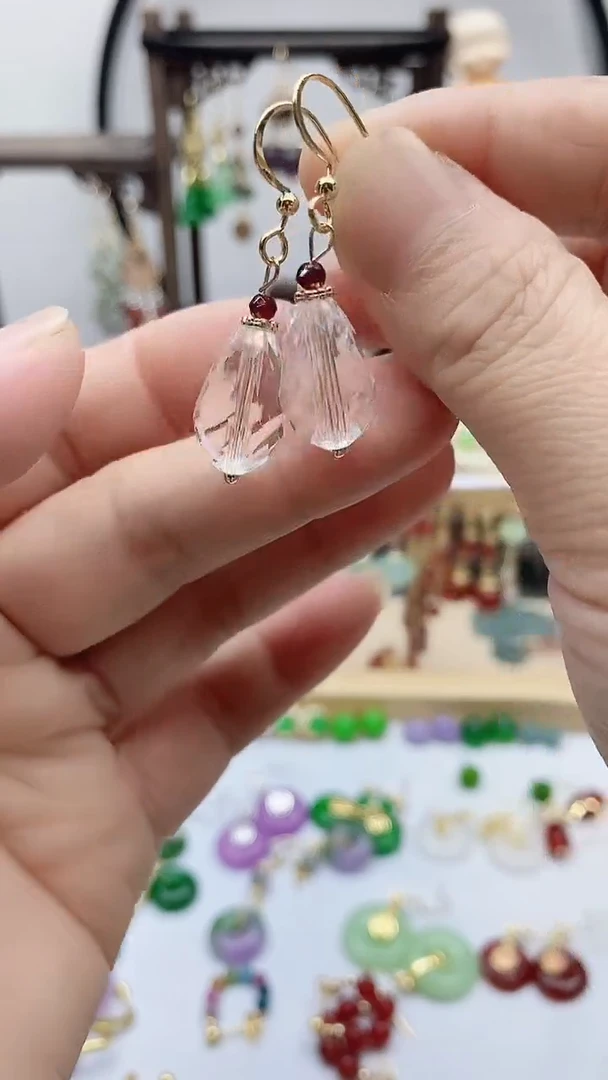 14K金镶嵌耳饰水晶水晶54655
