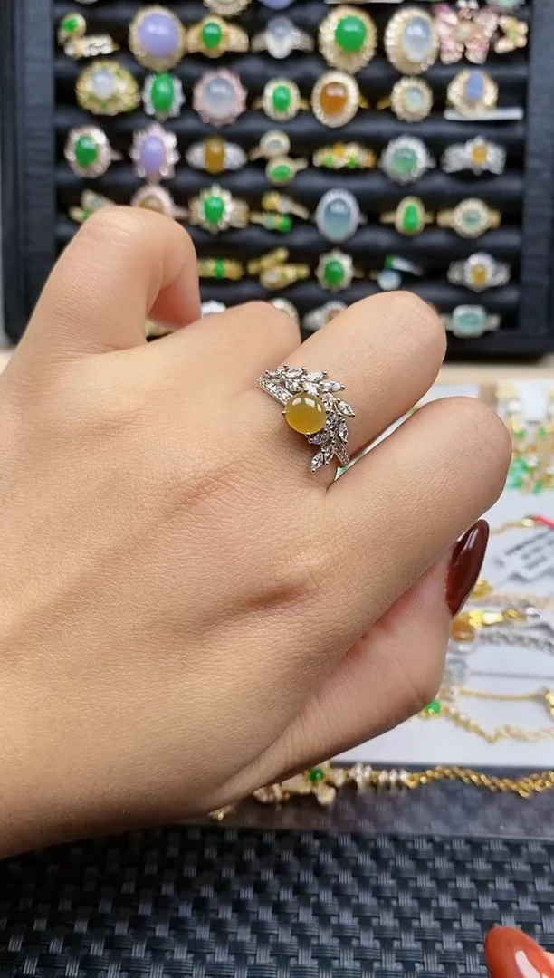 银S925镶嵌戒指翡翠500