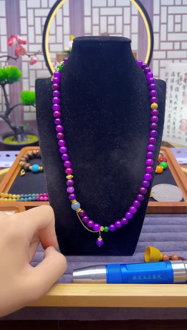 14K金镶嵌苏纪石（舒俱来）颈饰S512