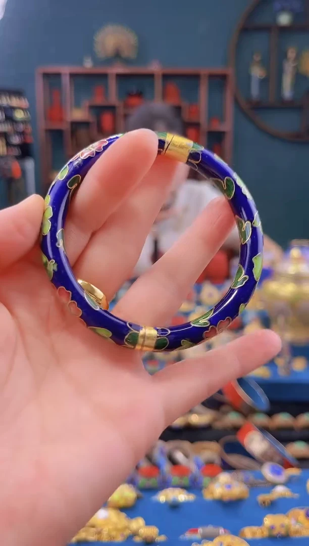 非遗景泰蓝手镯 开口 55-63 宝蓝