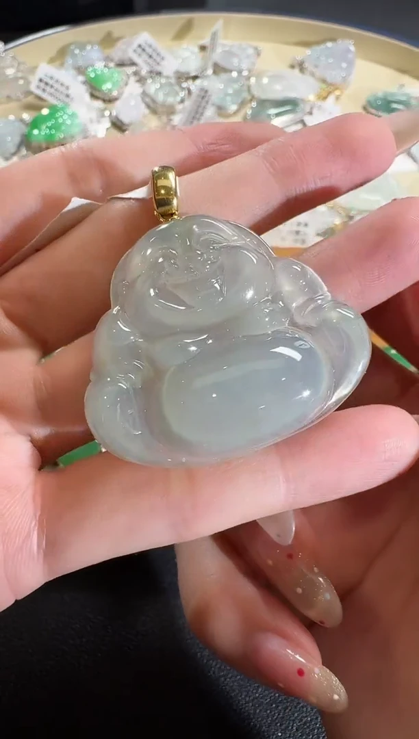 【闪购商品】翡翠吊坠(不含链)18K金镶嵌【源头工厂】佛公