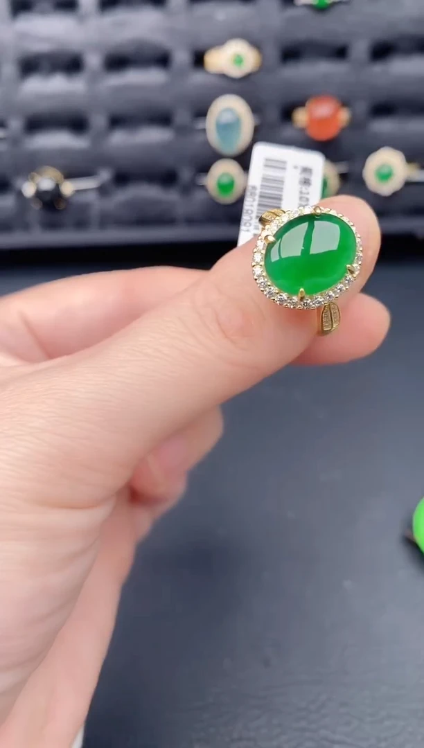 银S925镶嵌戒指翡翠天然a货翡翠195