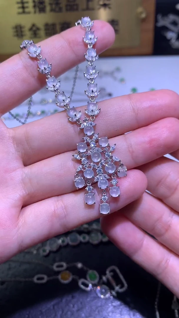 颈饰银S925镶嵌翡翠净货