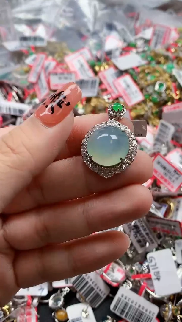 银S925镶嵌戒指翡翠天然A货缅甸翡翠