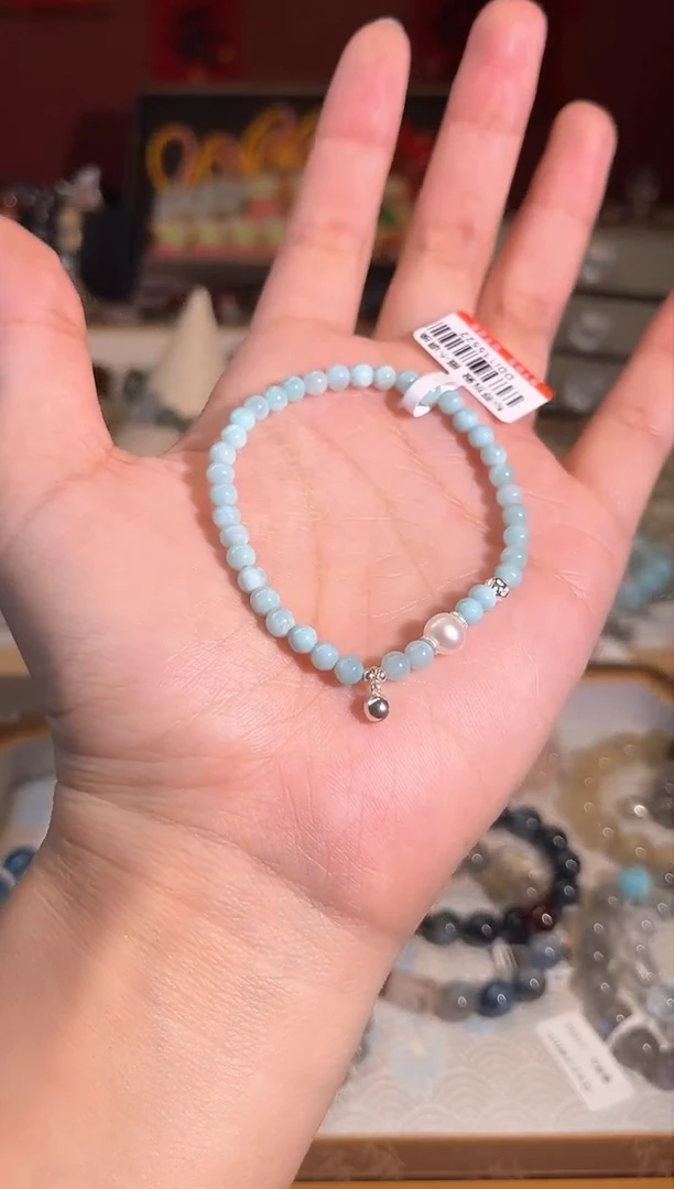 【闪购商品】针钠钙石（海纹石）手链银S925镶嵌Q699