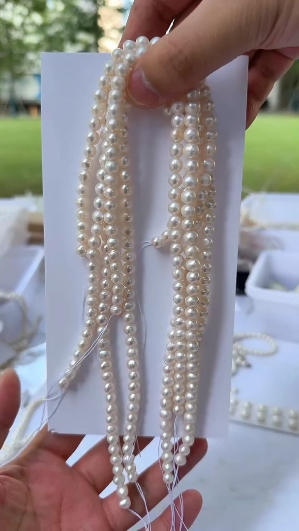 淡水珍珠银S925镶嵌项链7mm（无核）