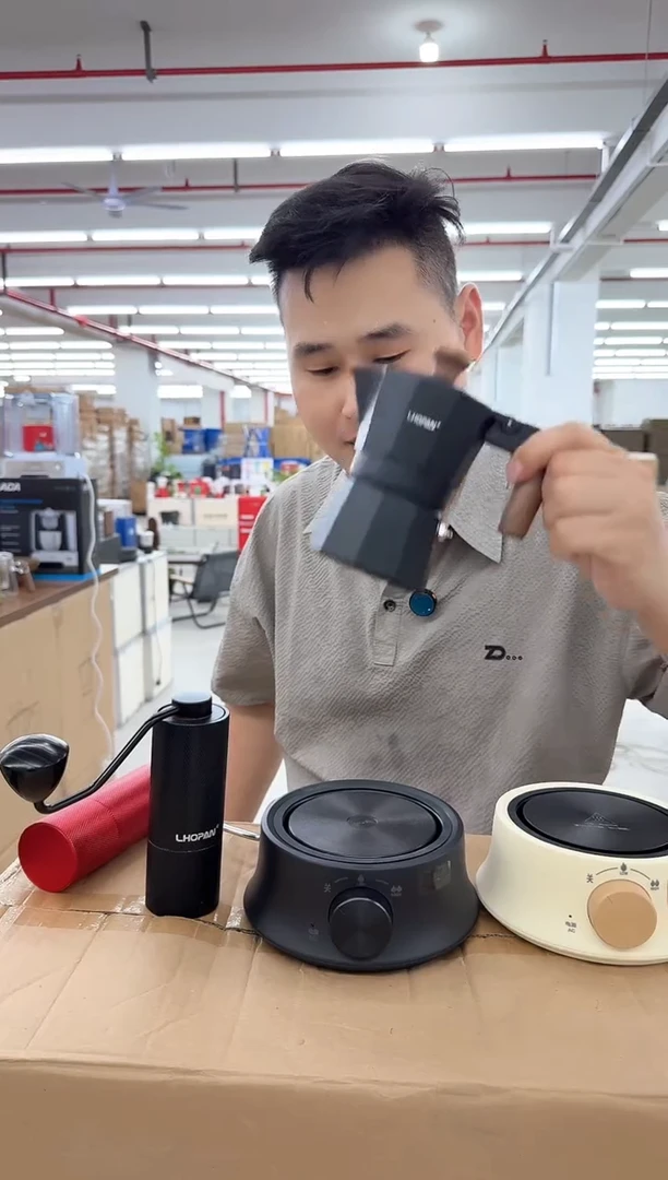 OP款黑色双阀两杯胡桃木手柄
