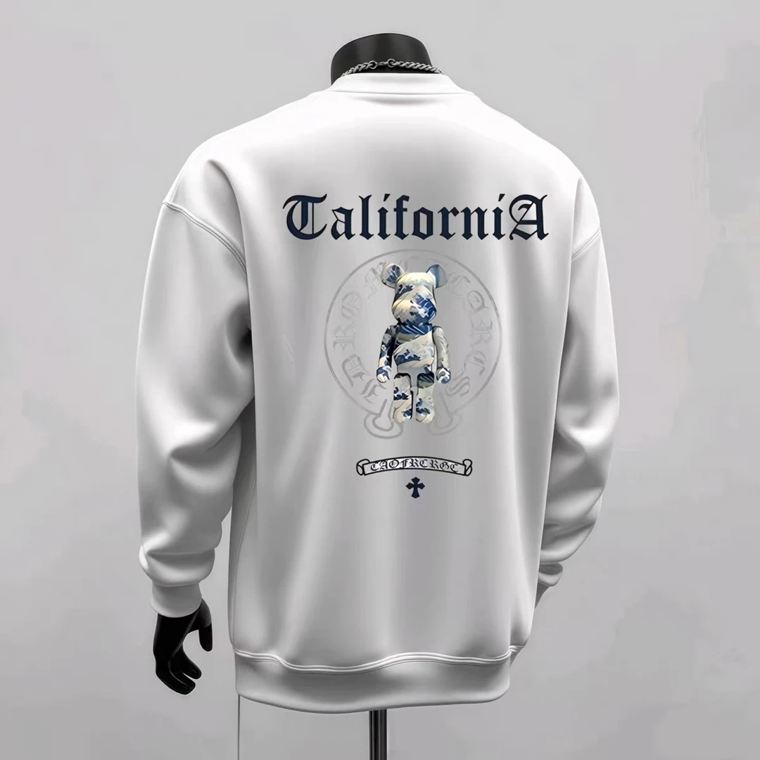 2025秋冬时尚百搭潮流免烫卫衣春秋透气休闲上衣圆领男装长袖男士