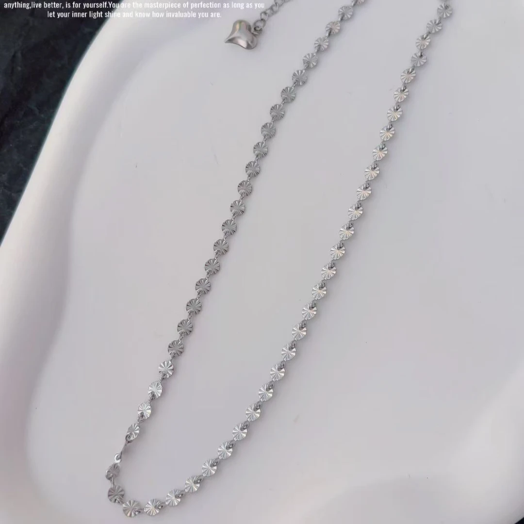 钛钢项链 【Kiss娜】钛钢2877气质钢色雪花项链