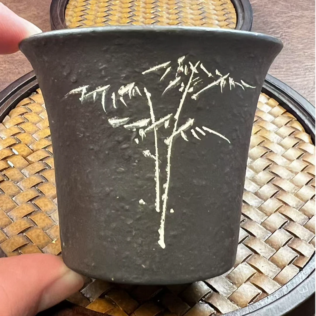 刻绘刻字梅兰竹菊四色杯（竹）