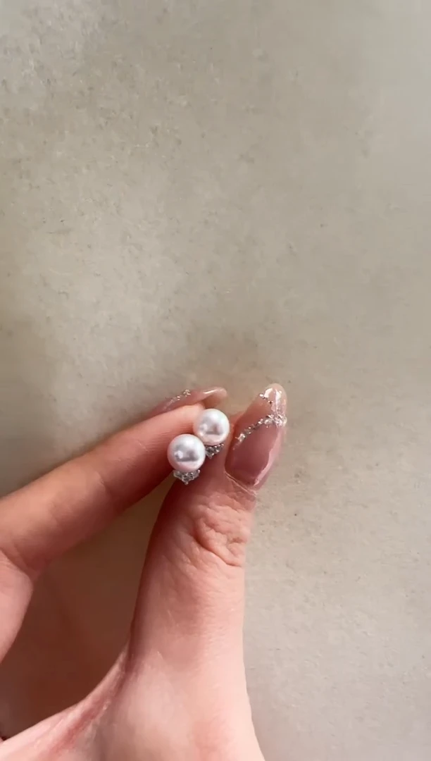 银S925镶嵌海水珍珠DA ak耳钉 xc063 6-7
