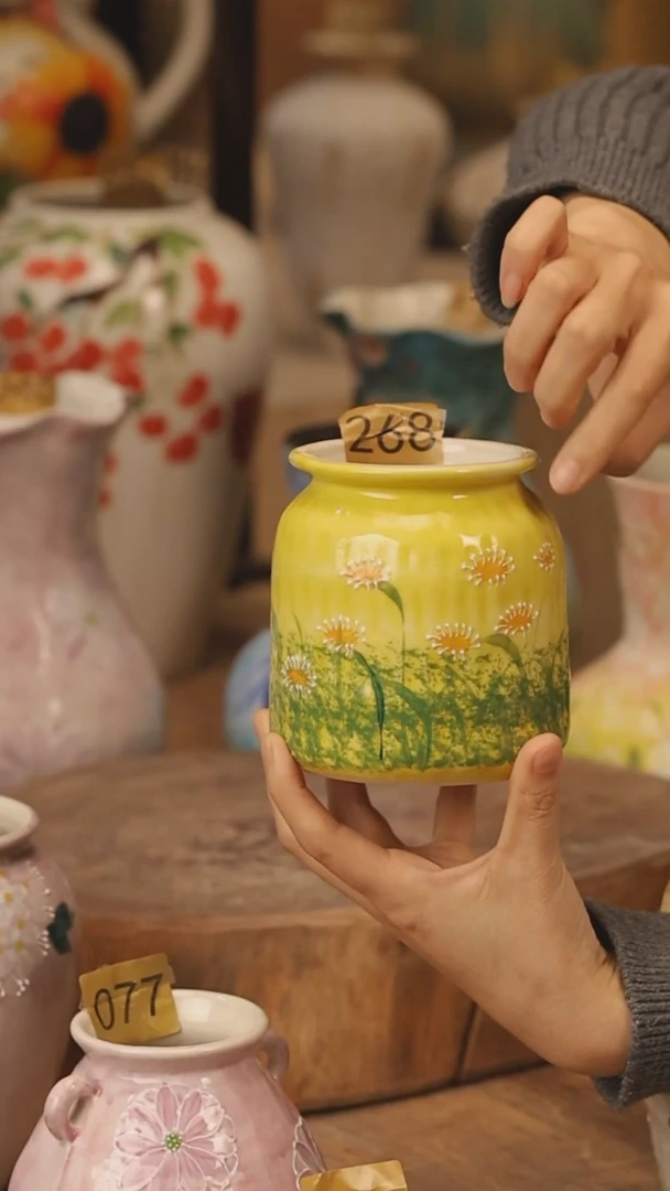 陶瓷景德镇设计师手作花器摆件侘寂风@M268@