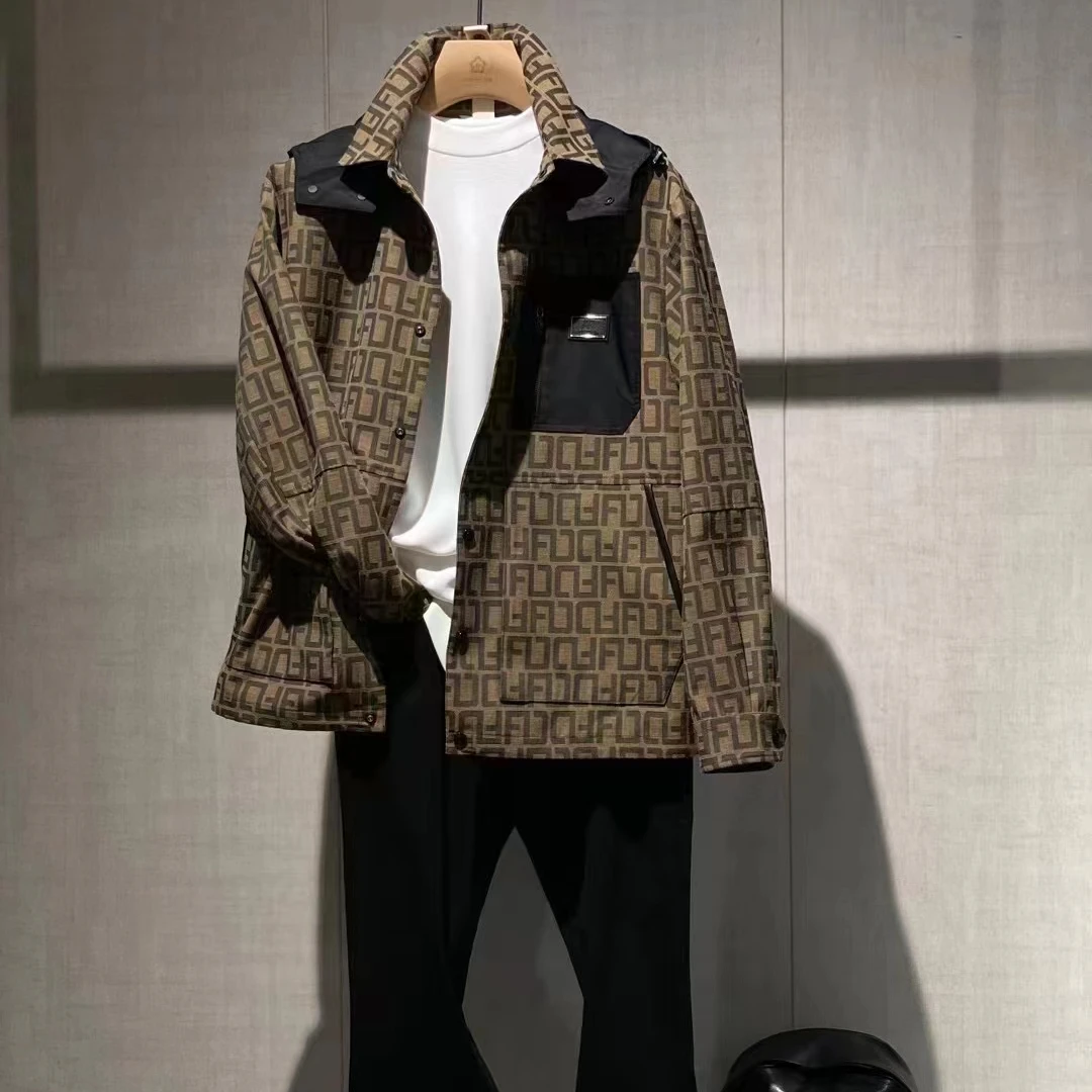 SANFOTO男士春季休闲时尚外套微阔帽子可拆卸22295