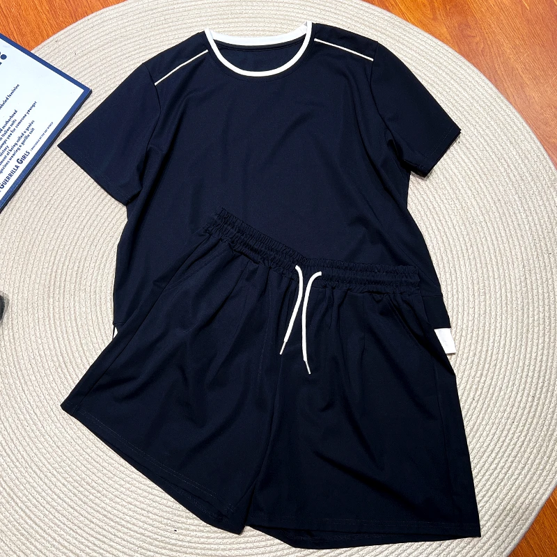 必魅【短裤+上衣】运动套装2025夏季短袖休闲新中式大码通勤62317