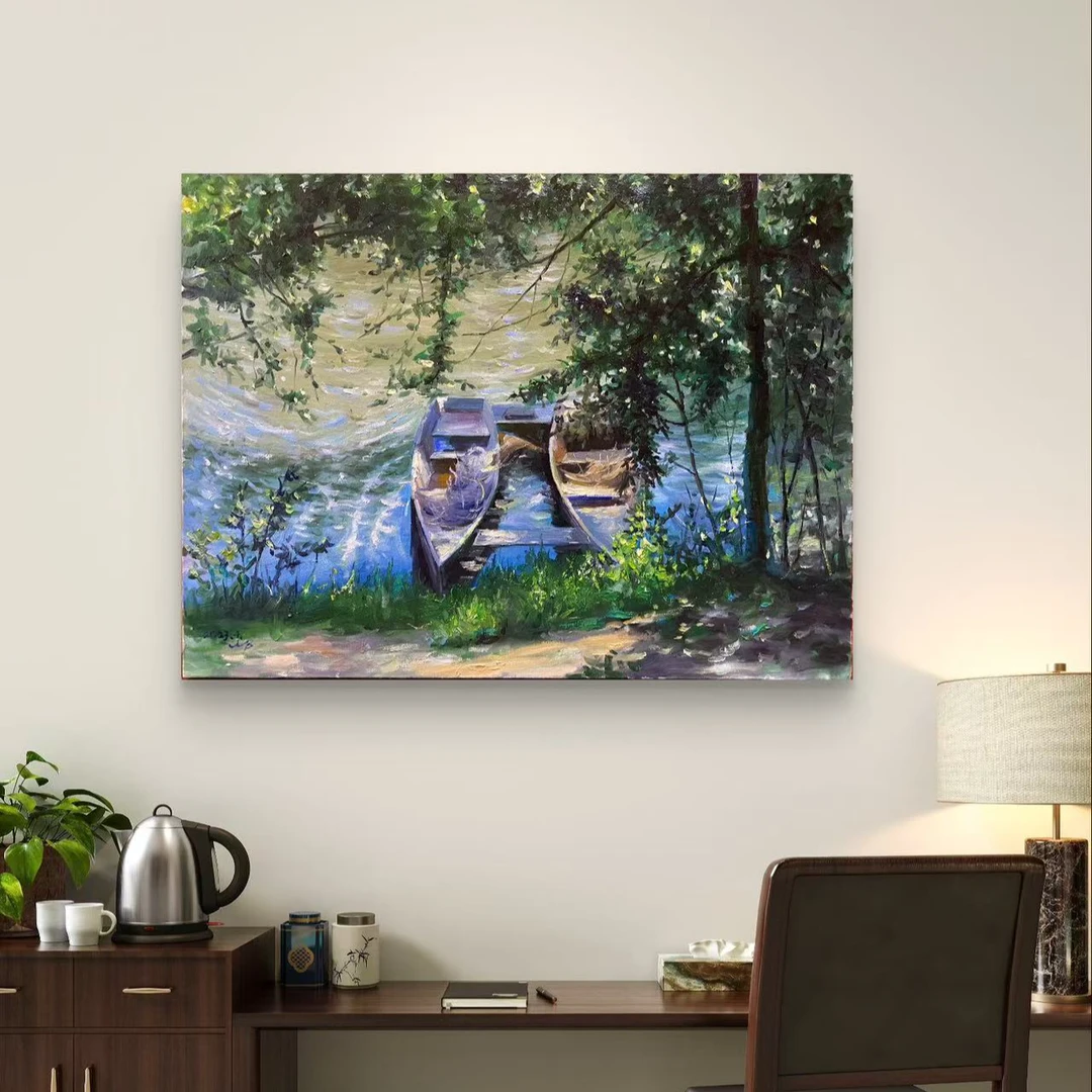 王彬 布面油画《小船》60×80CM