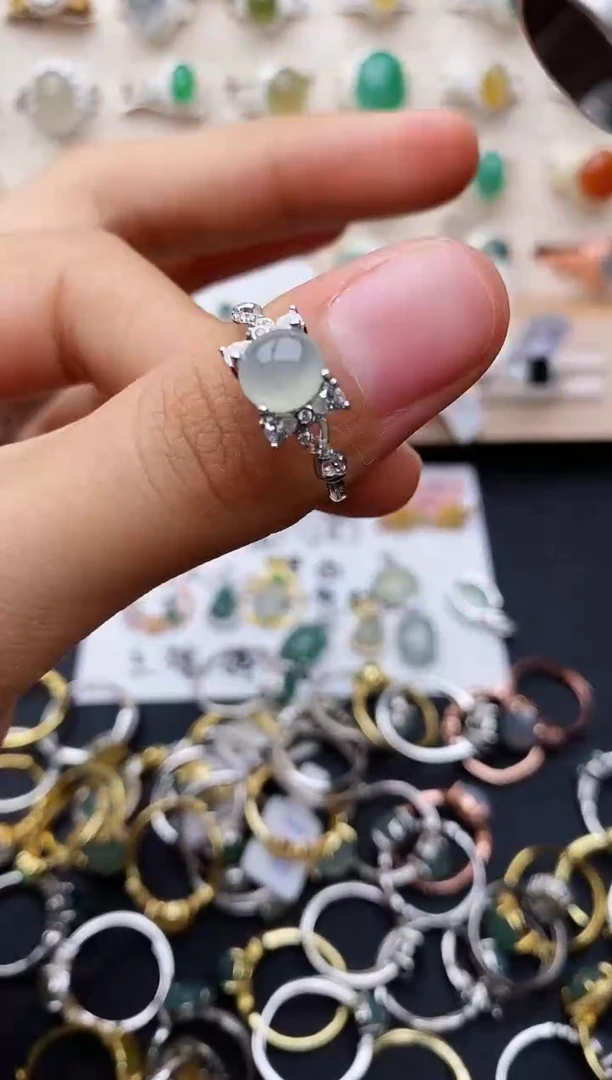 【闪购商品】翡翠戒指银S925镶嵌缅甸翡翠