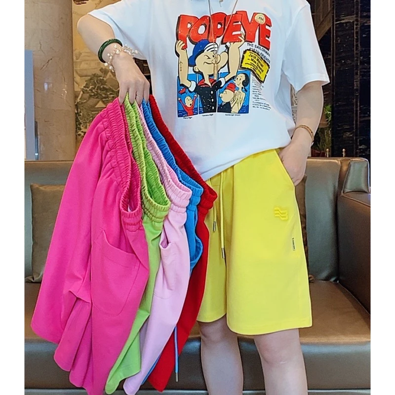 夏季简约宽松情侣口袋短裤男女潮五分休闲裤韩版百搭运动裤沙滩裤