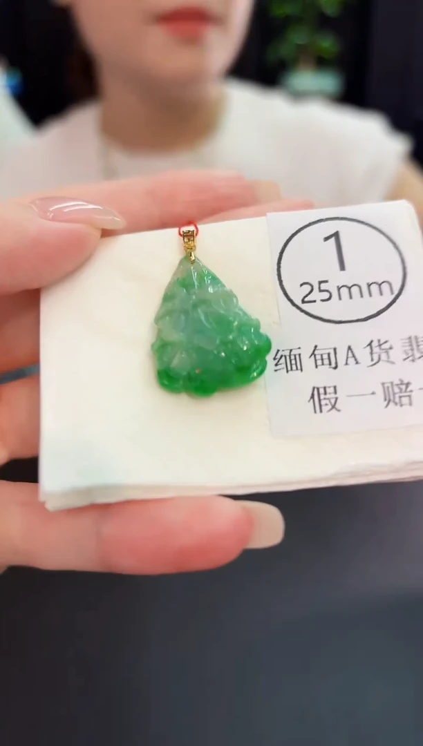 颈饰18K金镶嵌翡翠 缅料A货/支持复检/一件