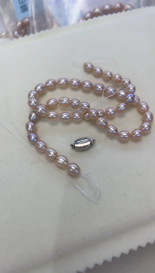 淡水珍珠银S925镶嵌颈饰6-7.5无核彩米珠项链