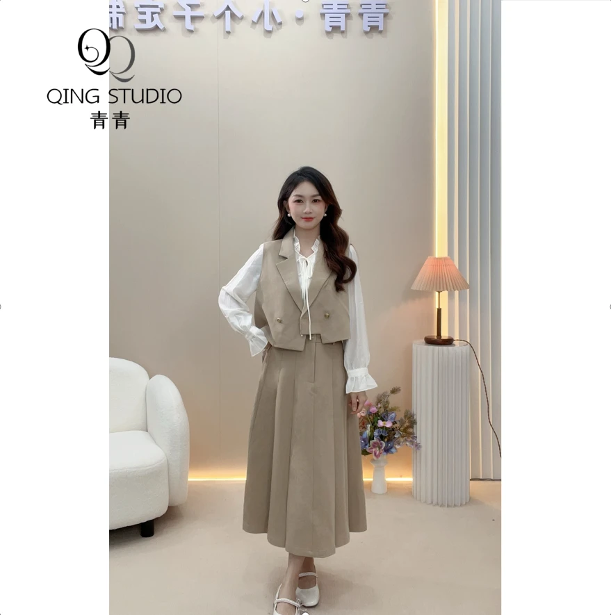 【青青定制】小个子秋季新款气质法式显瘦三件套