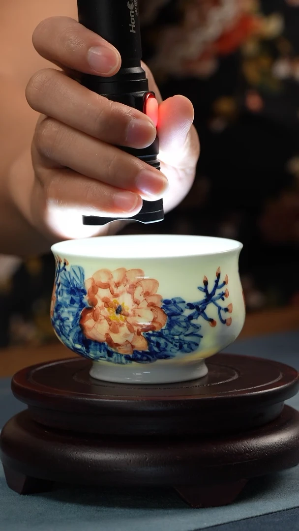 杯子非遗-姚贵琥-青花加彩炉式杯