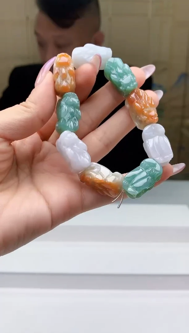 【闪购商品】定制翡翠未镶嵌4969ty-毛货手串90