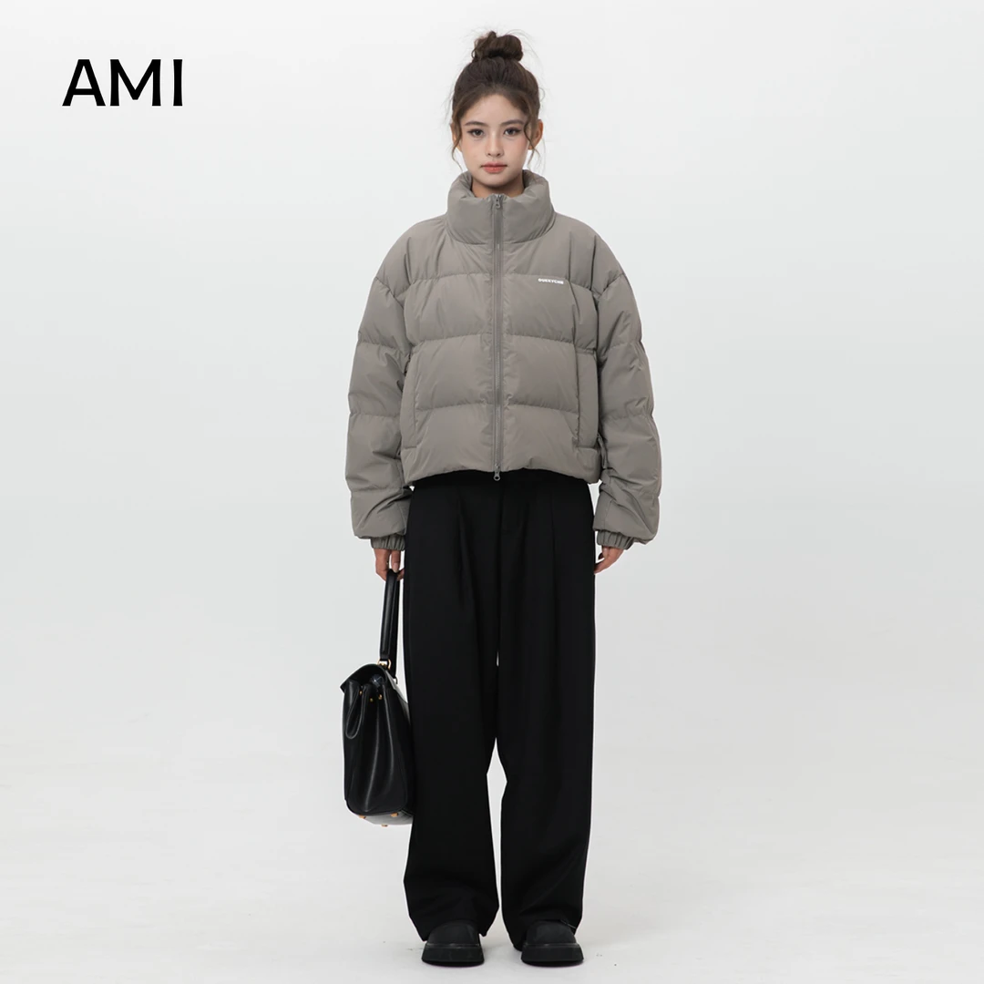 AMI时尚女装加厚女款冬季短款小个子立领新款潮流面包羽绒服外套
