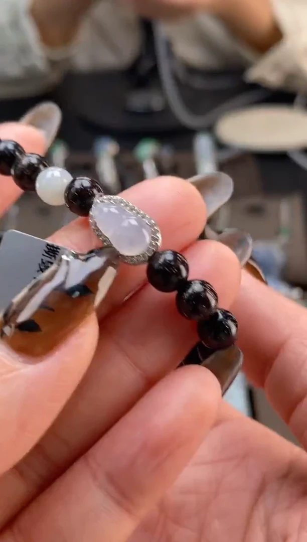 颈饰银S925镶嵌翡翠净货15829