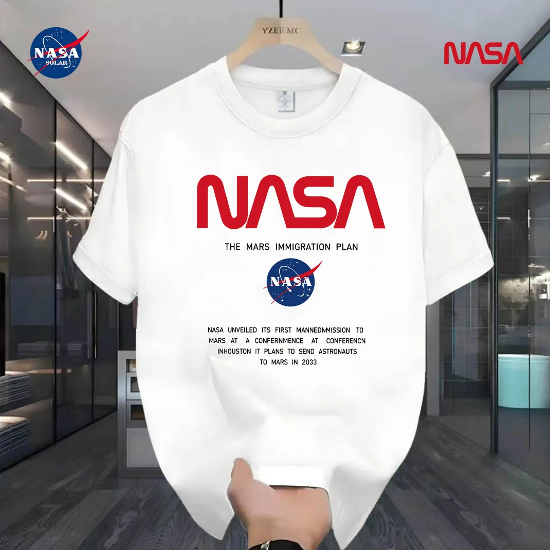 NASA联名纯棉夏季圆领短袖T恤微宽松时尚男女同款休闲百74