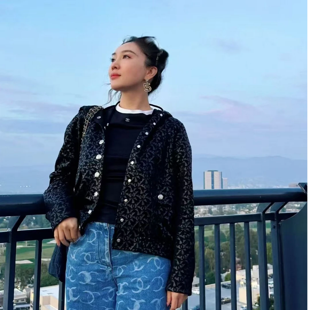 95新 Chanel/香奈儿 23n滑雪系列黑色logo外套/f38/编号4729