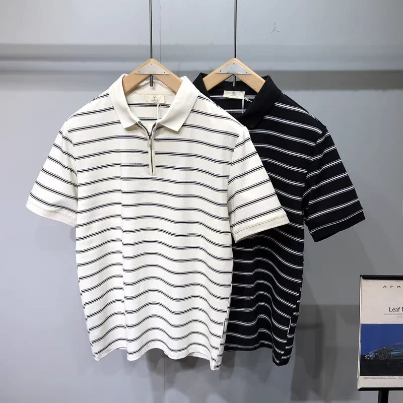 QG条纹Polo衫透气老钱风POLO针织衫