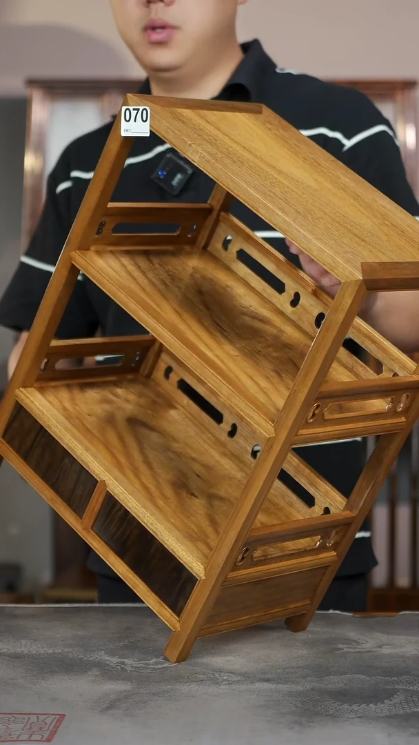 金丝楠070老料精工榫卯大漆款案头收纳小博古架