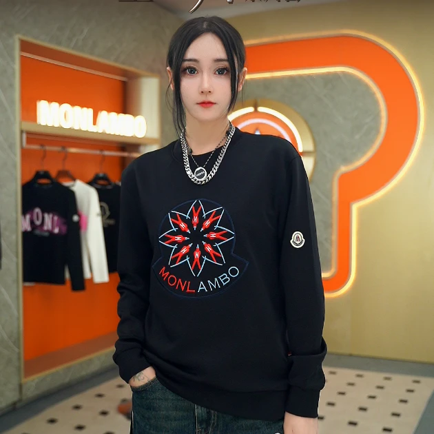 MONLAMBO秋季新款卫衣刺绣男士新款时尚圆领潮流百搭亲肤透气卫衣