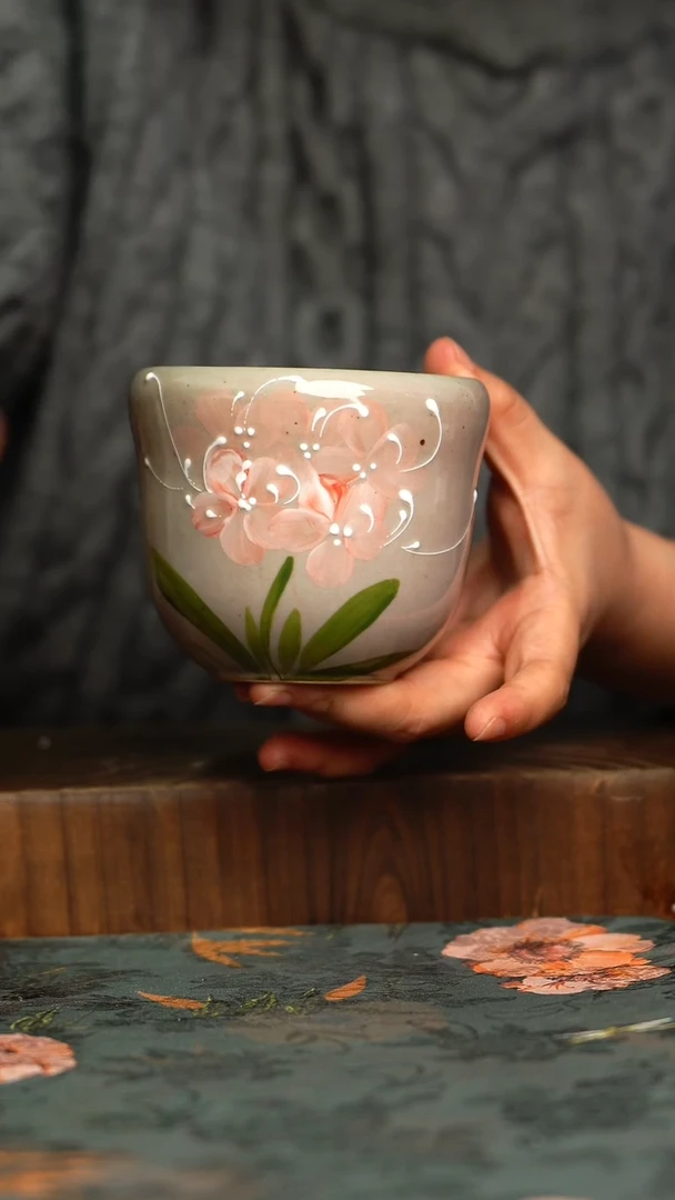 杯釉下彩手工手绘同款陶器
