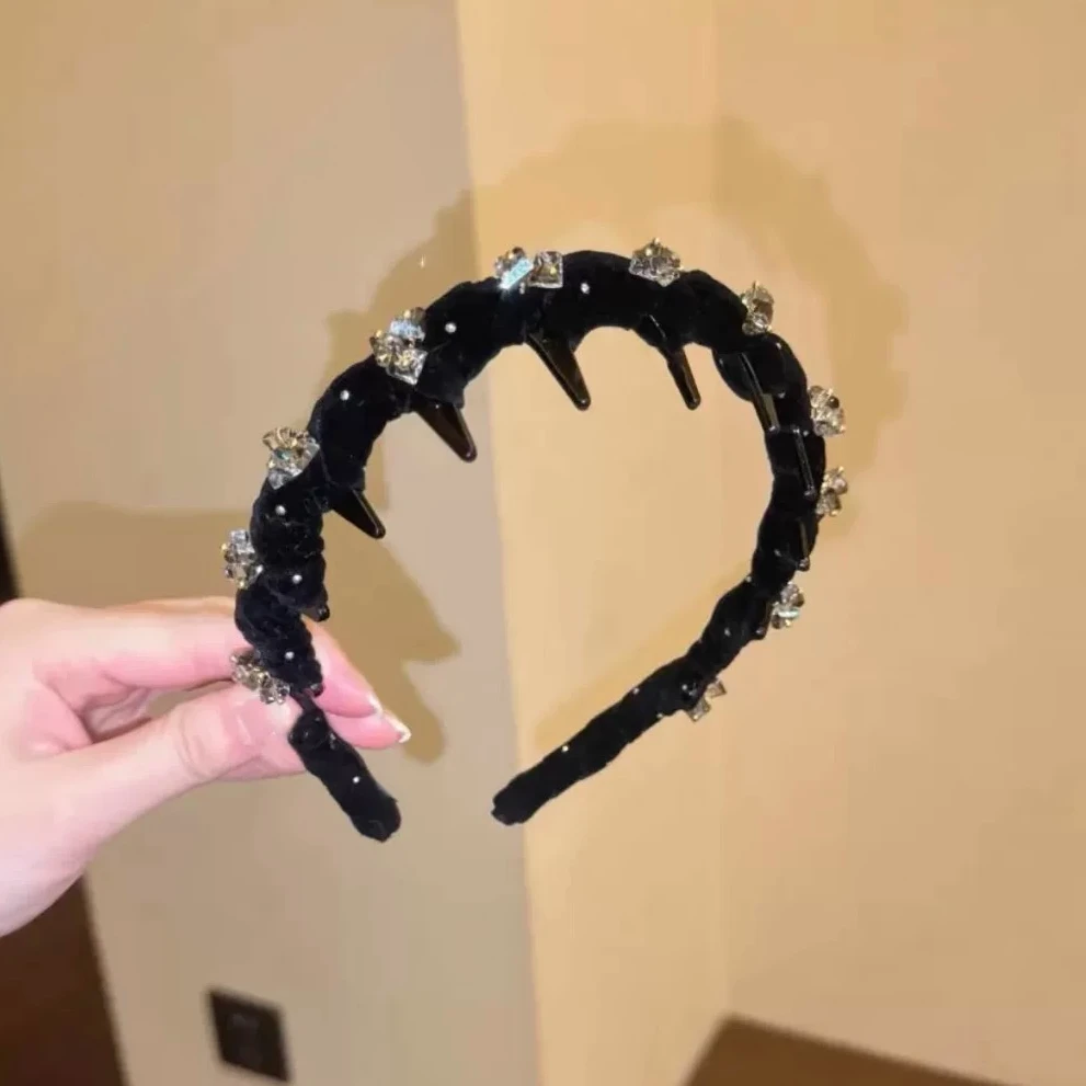 满钻高级感防滑带齿发箍女2025新款精致洗脸发卡高级感头箍发饰