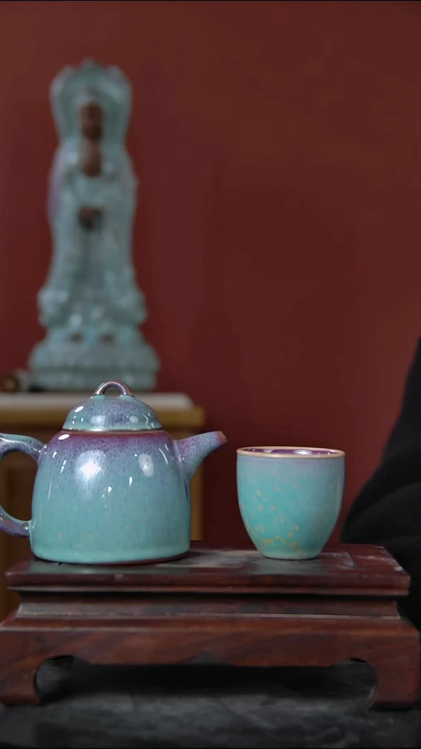 摆件大宋官窑【炭烧壶+炭烧杯】