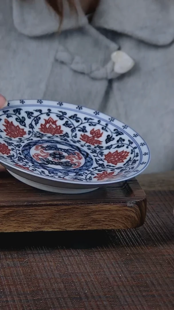 【闪购商品】折葵非器手工手绘青花釉里红缠枝壶承