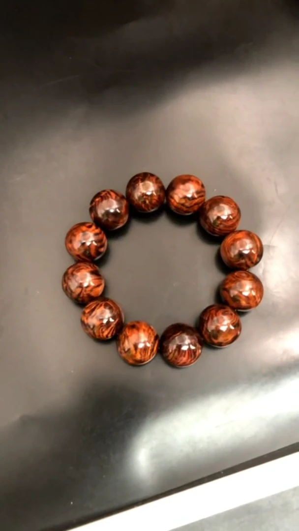 手串/手链黄花梨/降香黄檀大*海黄野生紫油梨老料2,0水波纹高端串