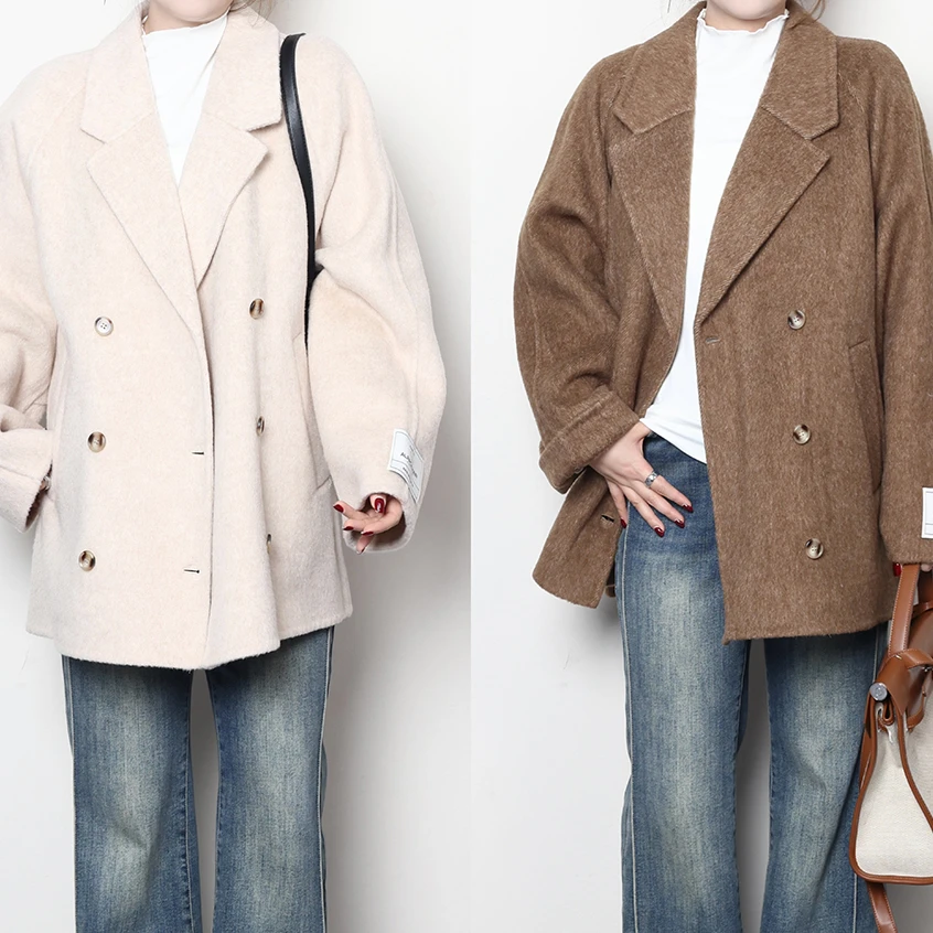 QC杨杨【米兰游记】微胖大码女冬气质百搭短款双面呢大衣 ZYD602