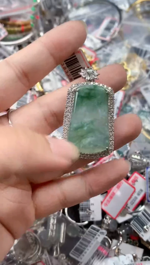 银S925镶嵌戒指翡翠天然A货缅甸翡翠